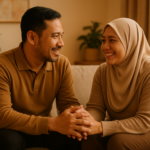 "Ungkapan tulus dan bijak, suami cerdas emosional menenangkan hati istri."