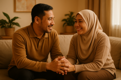 "Ungkapan tulus dan bijak, suami cerdas emosional menenangkan hati istri."