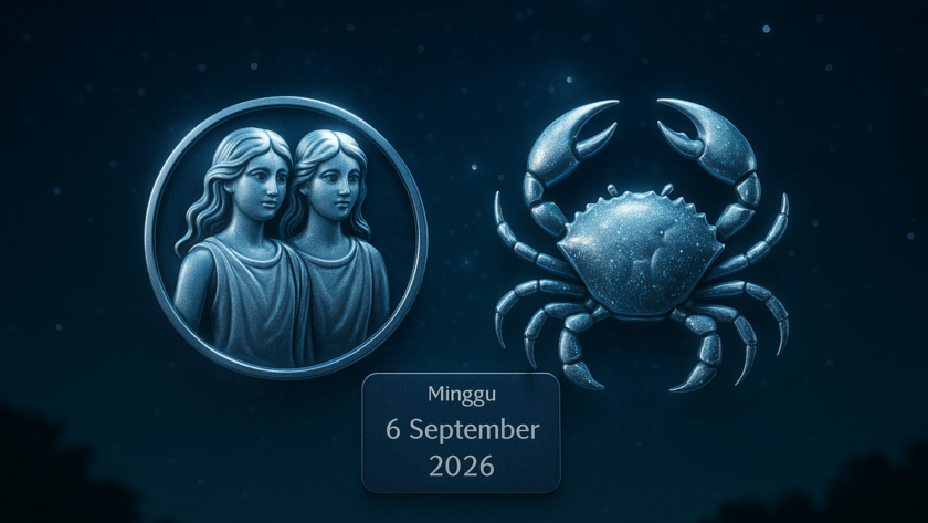 Peta keberuntungan 6 September 2026 untuk zodiak Gemini & Cancer.